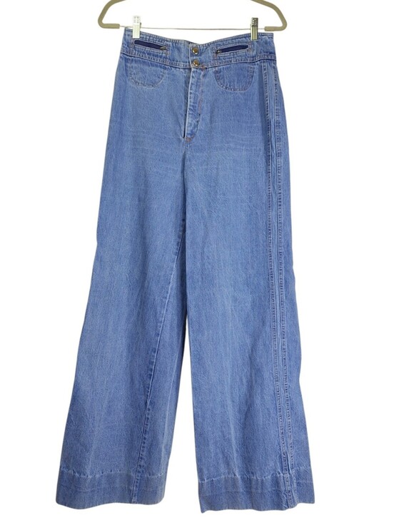 Vintage Denim - Vintage 70s Jag Sailor Jeans High Waist Wide Leg Denim Sz 29x32 Blue Hippie Boho
